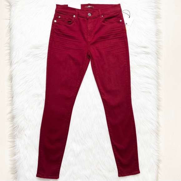 SOLD-NWT 7 For All Mankind {7FAM} Red Super Skinny Ankle Jeans - Picture 3 of 8